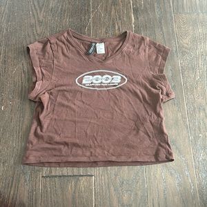 H&M Cropped Brown Fitted Tee Size S